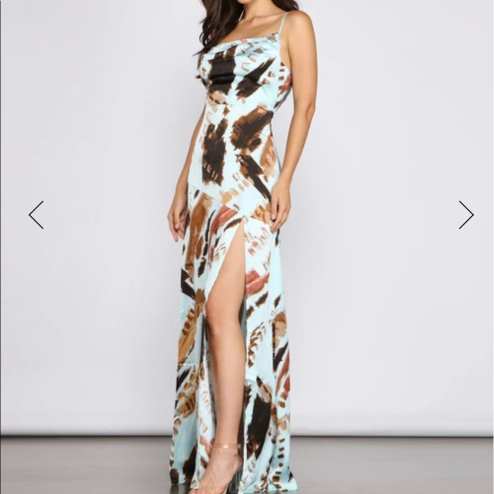Windsor Satin Cowl Neck Maxi Dress